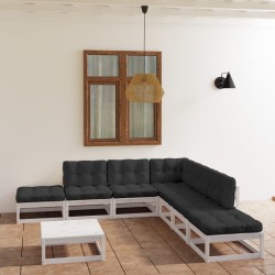 Salon de jardin 8 pcs avec coussins Bois de pin massif 557639557639