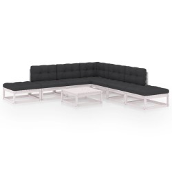 Salon de jardin 8 pcs avec coussins Bois de pin massif 557639557639