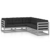Salon de jardin 5 pcs avec coussins Bois de pin massif 557640557640