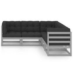 Salon de jardin 5 pcs avec coussins Bois de pin massif 557640557640