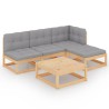 Salon de jardin 5 pcs avec coussins Bois de pin massif 557641557641