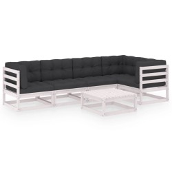 Salon de jardin 6 pcs avec coussins Bois de pin massif 557642557642