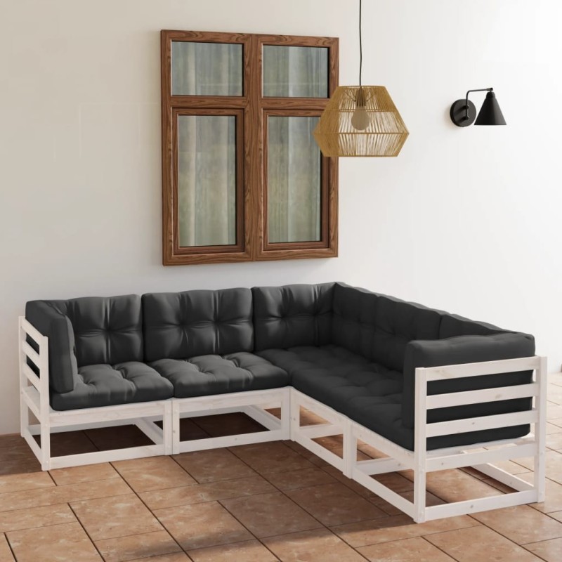 Salon de jardin 5 pcs avec coussins Bois de pin massif 557643557643