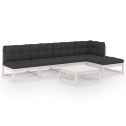 Salon de jardin 6 pcs avec coussins Bois de pin massif 557644557644