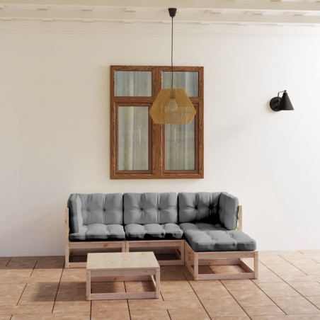 Salon de jardin 5 pcs avec coussins Bois de pin massif 557645557645