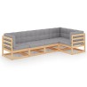 Salon de jardin 5 pcs avec coussins Bois de pin massif 557646557646