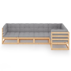 Salon de jardin 5 pcs avec coussins Bois de pin massif 557646557646