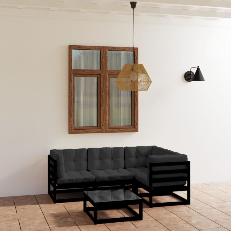 Salon de jardin 5 pcs avec coussins Bois de pin massif 557647557647