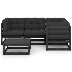 Salon de jardin 5 pcs avec coussins Bois de pin massif 557647557647
