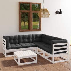 Salon de jardin 6 pcs avec coussins Bois de pin massif 557648557648