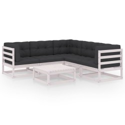Salon de jardin 6 pcs avec coussins Bois de pin massif 557648557648