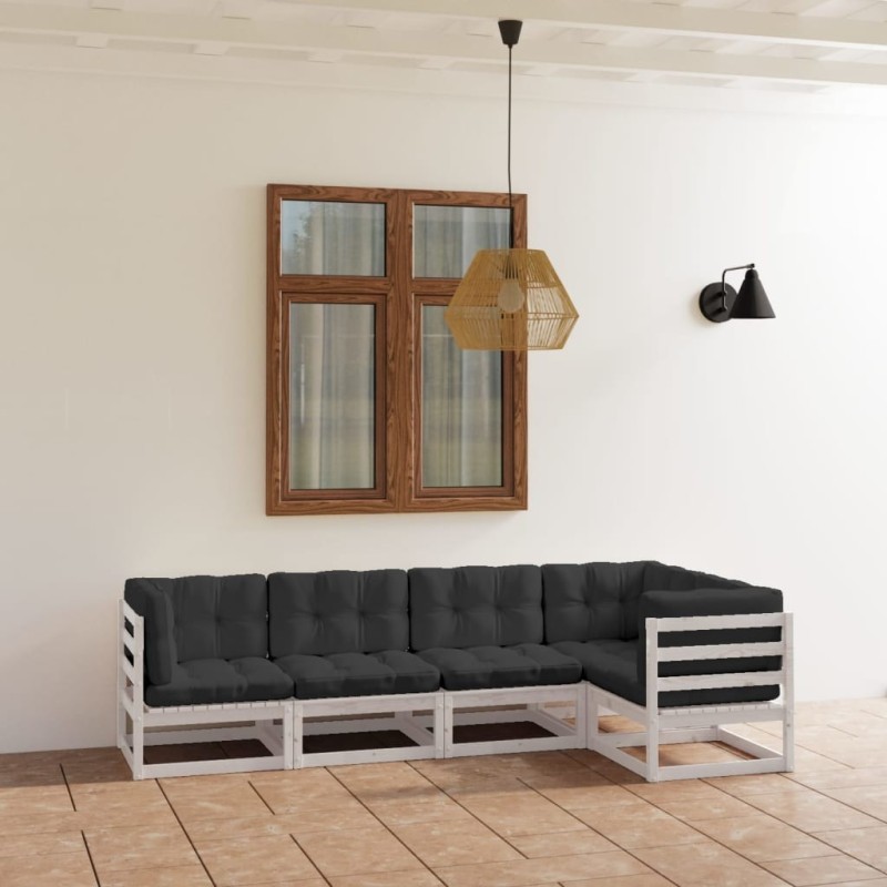 Salon de jardin 5 pcs avec coussins Bois de pin massif 557649557649