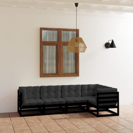 Salon de jardin 5 pcs avec coussins Bois de pin massif 557650557650