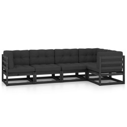 Salon de jardin 5 pcs avec coussins Bois de pin massif 557650557650