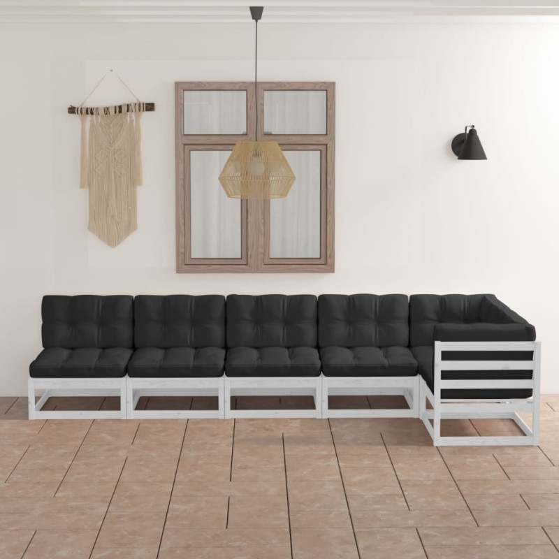 Salon de jardin 6 pcs avec coussins Bois de pin massif 557651557651