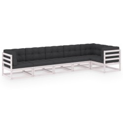 Salon de jardin 6 pcs avec coussins Bois de pin massif 557651557651