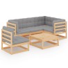 Salon de jardin 6 pcs avec coussins Bois de pin massif 557653557653