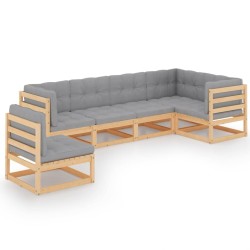 Salon de jardin 6 pcs avec coussins Bois de pin massif 557654557654