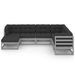 Salon de jardin 7 pcs avec coussins Bois de pin massif 557655557655