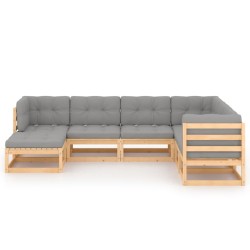 Salon de jardin 7 pcs avec coussins Bois de pin massif 557656557656