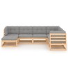 Salon de jardin 7 pcs avec coussins Bois de pin massif 557656557656