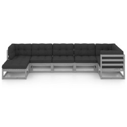 Salon de jardin 7 pcs avec coussins Bois de pin massif 557657557657