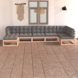 Salon de jardin 7 pcs avec coussins Bois de pin massif 557658557658