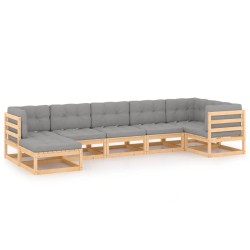 Salon de jardin 7 pcs avec coussins Bois de pin massif 557658557658