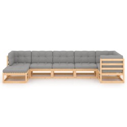 Salon de jardin 7 pcs avec coussins Bois de pin massif 557658557658