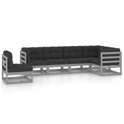 Salon de jardin 6 pcs avec coussins Bois de pin massif 557659557659