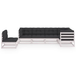 Salon de jardin 6 pcs avec coussins Bois de pin massif 557660557660