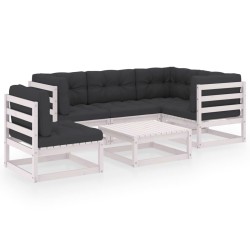 Salon de jardin 6 pcs avec coussins Bois de pin massif 557661557661