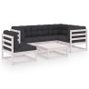 Salon de jardin 6 pcs avec coussins Bois de pin massif 557661557661