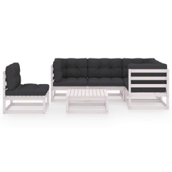 Salon de jardin 6 pcs avec coussins Bois de pin massif 557661557661