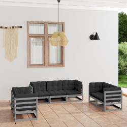 Salon de jardin 7 pcs avec coussins Bois de pin massif 557662557662