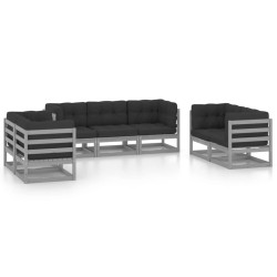 Salon de jardin 7 pcs avec coussins Bois de pin massif 557662557662
