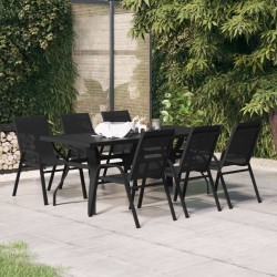 Ensemble à manger de jardin 7 pcs Noir 557666557666