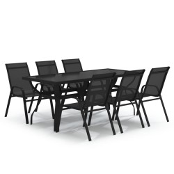 Ensemble à manger de jardin 7 pcs Noir 557666557666