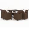 Ensemble à manger de jardin et coussins 9 pcs Poly rotin Marron 557669557669