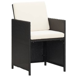 Ensemble à manger de jardin coussins 9pcs Résine tressée Noir 557670557670