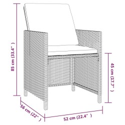 Ensemble à manger de jardin coussins 9pcs Résine tressée Noir 557670557670