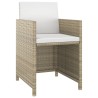 Ensemble à manger de jardin et coussins 3 pcs Poly rotin Beige 557671557671