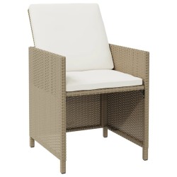 Ensemble à manger de jardin et coussins 9 pcs Poly rotin Beige 557672557672