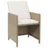 Ensemble à manger de jardin et coussins 9 pcs Poly rotin Beige 557672557672