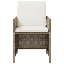 Ensemble à manger de jardin et coussins 9 pcs Poly rotin Beige 557672557672