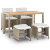 Ensemble à manger de jardin et coussins 5 pcs Poly rotin Beige 557673557673