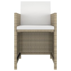 Ensemble à manger de jardin et coussins 5 pcs Poly rotin Beige 557673557673