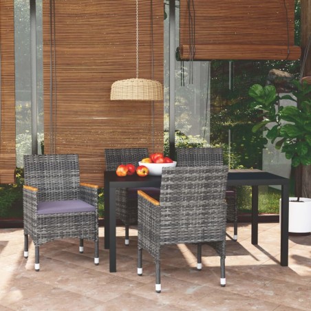 Ensemble à manger de jardin coussins 5pcs Résine tressée Gris 557674557674