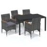 Ensemble à manger de jardin coussins 5pcs Résine tressée Gris 557674557674