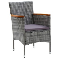 Ensemble à manger de jardin coussins 5pcs Résine tressée Gris 557674557674